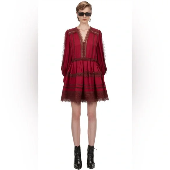 Self-Portrait | Dresses | Selfportrait Burgundy Lace Minidress Size 2 |  Poshmark